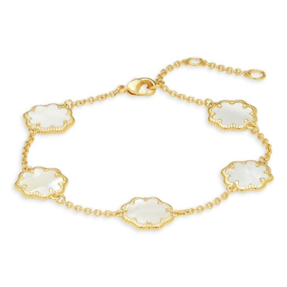 SOLD🔥NEW STERLING FOREVER 14K GOLD PLATED & MOTHER-OF-PEARL CHARM BRACELET - Picture 3 of 10